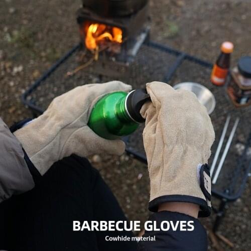 Leather Work Welding Gloves with Fasten Tape Wear & Heat Resistant Heavy Duty Gloves for Fireplace Stove BBQ Garden DIY