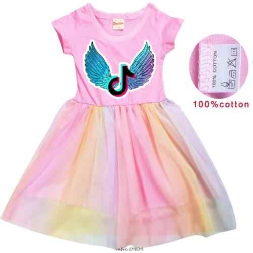 Tik Tok New Princess Gown Dress Kids Cartoon Dress for Girls Children Dresses for Wedding Party Fashion Girls Dress School