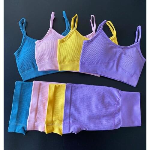 Dropship 2 Piece Set Women Gym Clothes Sports Bra+Shorts Set Womens Tracksuit 2 Piece Set Fitness Clothing Workout Clothes