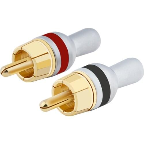 8PCS Audio Jack RCA Male Connector Copper Gold-Plated 5mm Soldering Wire Acoustics Terminal Socket Audio Cable Lotus Adapter