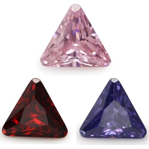Size 5x5~8x8mm Triangle Shape Chamfered Coner 5A Pink,Violet,Garnet Color CZ Stone Synthetic Gems Cubic Zirconia For Jewelry