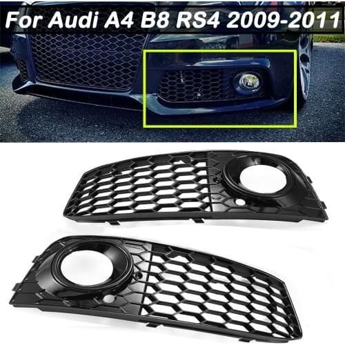 For Audi A4 B8 RS4 2009 2010 2011 Honeycomb Mesh Fog Light Open Vent A4 Grille Intake Cover 8KD807682 Holder Grill Parts