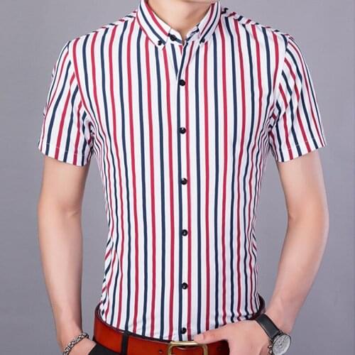 NO.48098 Korean style vertical stripes fashion slim long sleeve shirt Summer 2018 New quality cotton soft luxury shirt men M-3XL