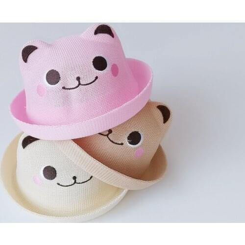 Baby Hats Cap For Boy Girl Sun Protection Summer Bucket Hats Sunbonnet Cute Cartoon Children Straw Hat Breathable Basin Caps