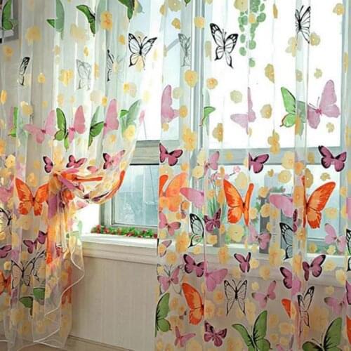 200cm X 100 Cm Butterfly Print Sheer Curtains For Living Room Kitchen Window Treatments Living Room Bedroom Decoration 1 Side