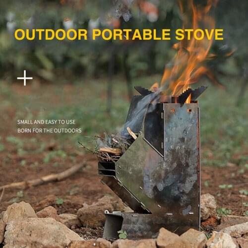 Outdoor Camping Folding Wood Stove Portable Firewood Stove Stainless Steel Outdoor Survival Camping Hiking Furnace