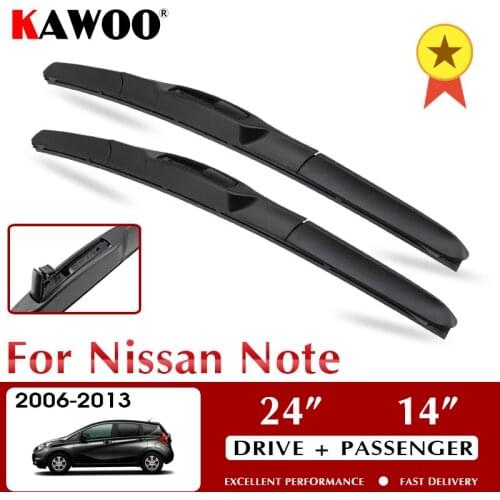 KAWOO Wiper Front Car Wiper Blade Blades For Nissan Note 2006-2013 Windshield Windscreen Window 24"+14" LHD RHD