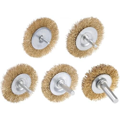 Uxcell Wire Wheel Brush with Shank Bench Copper Plated Crimped Steel for woodworking home and industrial use rust removal