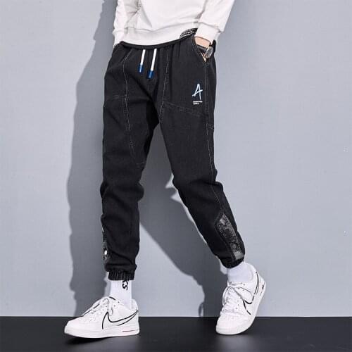 Spring Autumn Black Blue Baggy Jeans Men Stretched Denim Jogger Pants Men Casual Harem Jean Trousers Plus Size 6XL 7XL 8XL