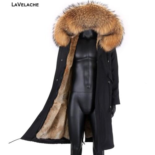 LaVelache Waterproof Winter Coat Men X Long Parkas 7XL Real Rabbit Fur Liner Natural Raccoon Fur Collar Hood Thick Warm Jacket