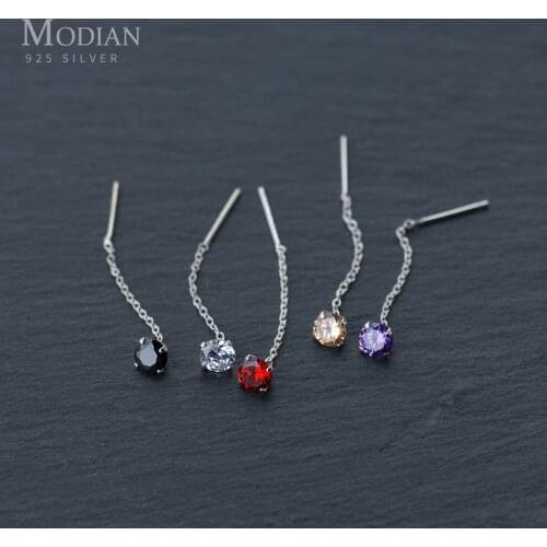 Modian 5 Color Luxury Charm Tassel Drop Earring Trendy 925 Sterling Silver Dangle Earrings For Women Sparkling Fine Jewelry