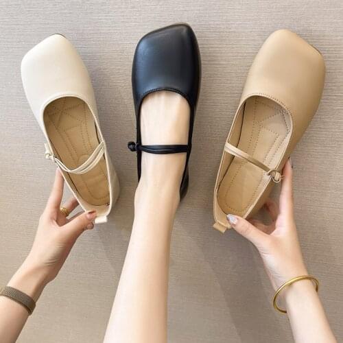 Women Flats Square Toe Mary Janes Shoes Shallow Ladies Shoes Black Ballet Flats Boat Shoes Slip on Flat Zapatos Mujer 9288L