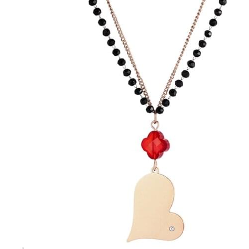 Double Chain Long Necklace for Women Gold Color Heart Clover Pendant Necklace Boho Jewelry Colar feminino Fashion 2020 New