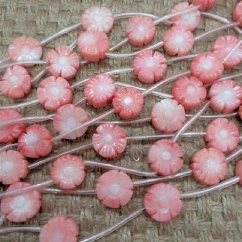 1 String Pink Coral Beads Carving Flower Loose DIY Beads Jewelry Findings Size 11-12MM For Women Bracelets