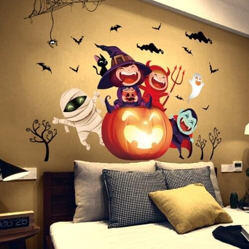 2019 New Happy Halloween Bedroom Living Room Window Glass Background Decorative Sticker Children Wallpaper Mural Decal