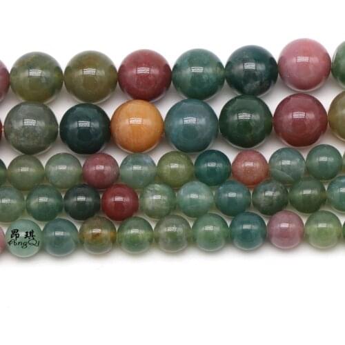 7A Natural India Agates Round Stone Beads 4-12mm Mix Seven Colors Loose Beads For Jewelry Making DIY Bracelet Necklace 15inches