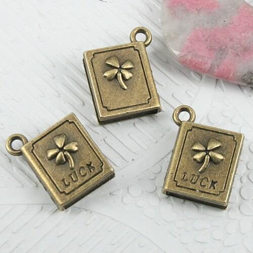 8pcs antiqued bronze color LUCK book design charms EF0939