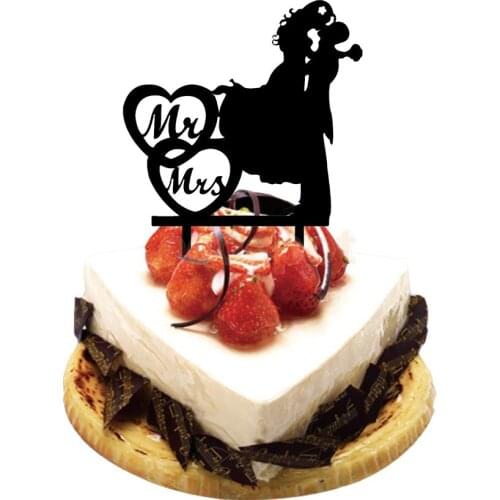 Wedding Engagement Acrylic Mr & Mrs Wedding Cake topper Cake Decoration Black