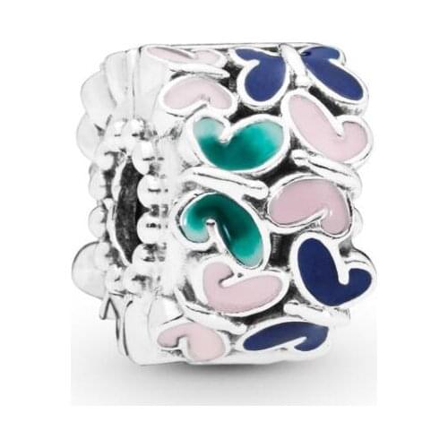 Genuine 925 Sterling Silver Charm Pretty Butterfly Arrangement Clip Beads Fit Pan Women Bracelet & Necklace Diy Jewelry