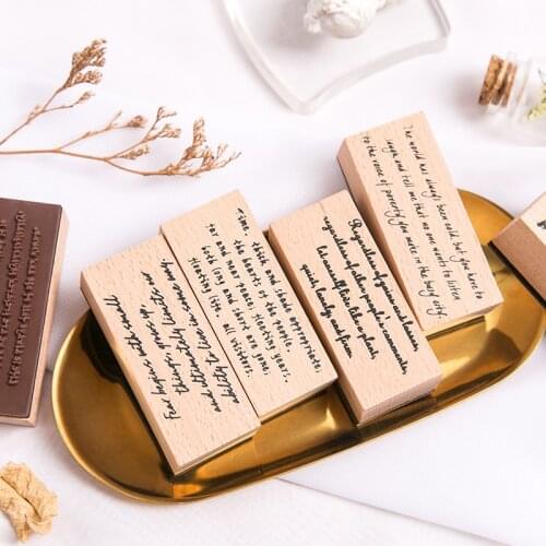 6Patterns Handwritting Sentence Poem Wood Stamp For Stationery DIY Scrapbooking Rubber Card Making Album Decoroation Crafts