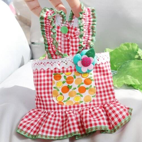 Pet Puppy Cat Skirt Spring and Summer Dog Dress Pink Plaid Pet Clothes Breathable Two-legged Clothes Pet Dog Sling XS-XL