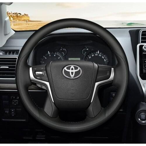 For Toyota Land FJ Cruiser Hand Sewing Car Steering Wheel Cover Individual Customize of Multi Black Leather