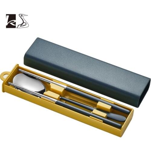 Elegant 304 Stainless Steel Chopsticks Spoon Fork Set Cutlery Set Flatware Set Tableware Soup Spoon Portable Cultery With Box
