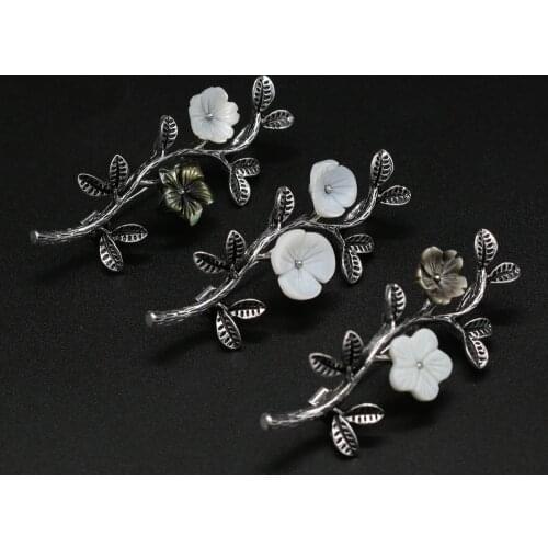 20x55mm Exquisite Plant Shape Natural Stone Flower Shape Shell Pendant For DIY Jewelry Decoration Accessories