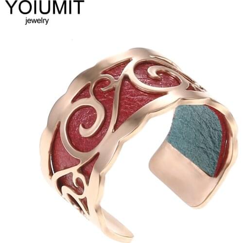 Cremo Stainless Steel Rings For Women Jewelry Cuff Finger Bague Femme Interchangeable Leather Rings