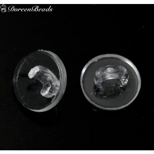 DoreenBeads Plastic Sewing Shank Buttons Round Clear Transparent 10mm( 3/8") Dia, 20 PCs