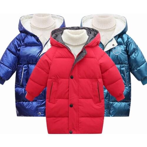 2021 new boys' Winter Jacket Parka padded jacket thickened girls' long hooded jacket childrens down padded jacket 4-12 years ol
