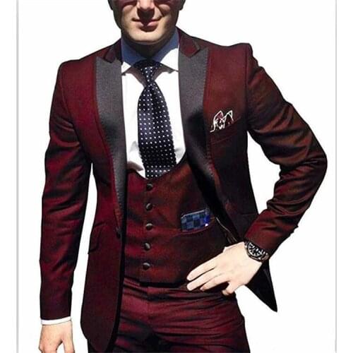 Handsome Groomsmen Peak Lapel Groom Tuxedos Mens Wedding Dress Man Jacket Blazer Prom Dinner (Jacket+Pants+Tie+Vest) A194