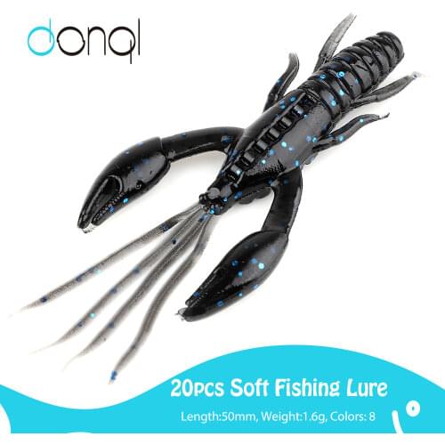 DONQL 20pcs/bag Soft Bait Silicone Fishing Lures Shrimp 50mm Wobblers Crankbaits Fishing Artificial Baits Easy Shiner Worm Lures