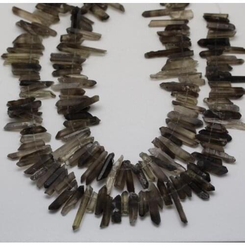 Natural Smoky Color Quartz Point Beads Top Drilled Jewelry,Rough Faceted Spikes Raw Crystal Pendant Necklace