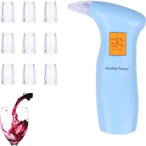 LAMJAD 2019 Portable Breath Alcohol Tester with 10 Mouthpieces, Professional Alcohol Tester with Backlight LCD Screen ,blue