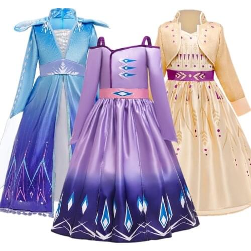 2020 Girls Cosplay Elsa Dress Costumes For Kids Snow Queen 2 Princess Anna Elza Party Dresses Children Fantasia Vestidos
