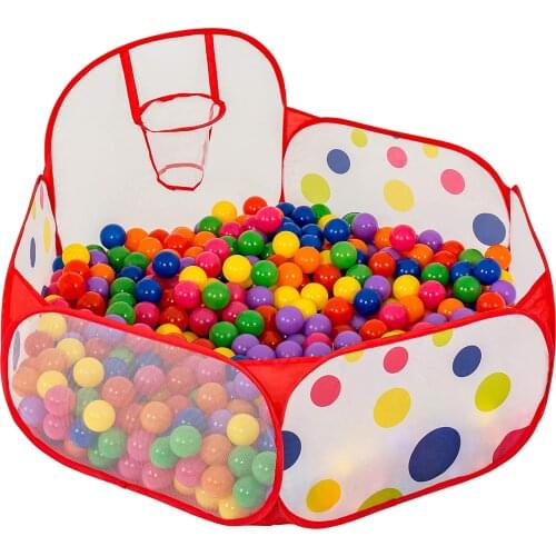 Portable Kids Playpen Ball Pool Pit Children’s Dry Pool with Basketball Hoop Folding Baby Game Playhouse Ballenbak Balls Toys