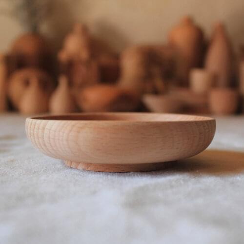 Simple eco-friendly solid wood small plate unpainted wax free wooden bowl natural wood dish for sundries