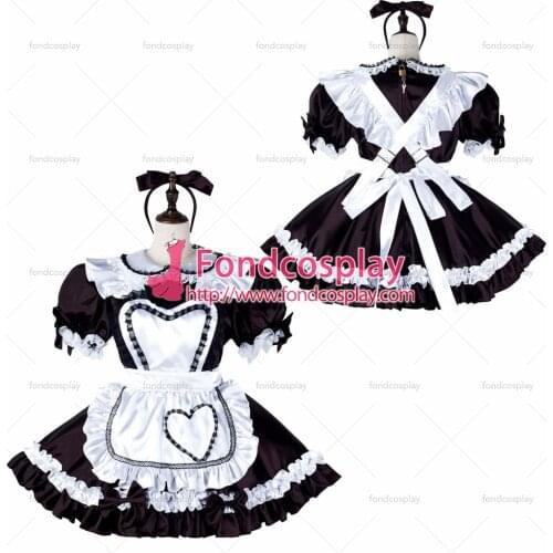 Sissy maid satin dress lockable Uniform cosplay costume Tailor-made[G2235]