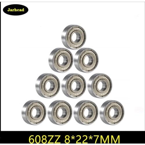 10pcs Deep Groove Ball Bearing 8*22*7 8x22x7 MM 608 ZZ Double Shielded Miniature High-carbon Steel Single Row 608ZZ ABEC-7