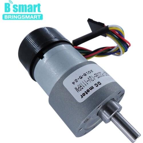 Bringsmart 520GB Gear Motor 12 Volt DC Motor Encoder 12-1600RPM Built-in Encoder Dustproof With Metal Gear High Torque