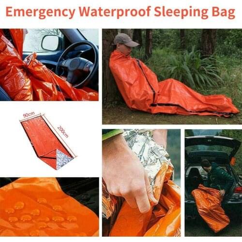 Outdoor Emergency Sleeping Bag Waterproof Mylar First Warm Blanke Emergency Survival sleeping bag Camping lifesaving Aid Ge Y7J3