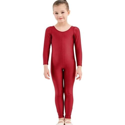 SPEERISE Girls Long Sleeve Unitard Boys Skin Tight Jumpsuit Spandex Full Body Scoop Neck Ballet Costumes