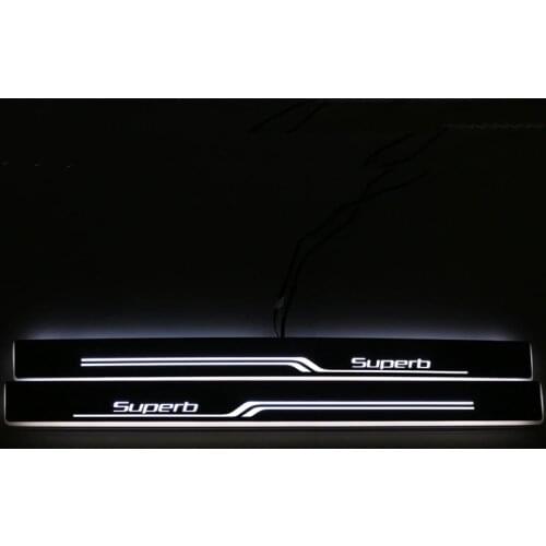 SNCN LED Car Scuff Plate Trim Pedal Door Sill Pathway Moving Welcome Light For Skoda Superb Accessories Acrylic