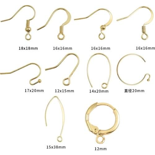 2/10/20pcs/lot 18K Gold Plated French Earring Hooks Wire Settings Base Earrings Hoops For DIY Jewelry Making Accessories