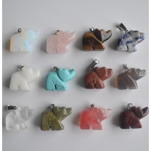 2020 Fashion assorted natural stone mixed bear pendants charms for necklace jewelry marking 12pcs/lot Wholesale free shipping