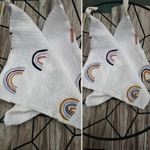 P31B 5pcs Muslin Cotton Baby Towel Handkerchief Rainbow Kid Wipe Cloth Newborn Face Towel Feeding Bibs
