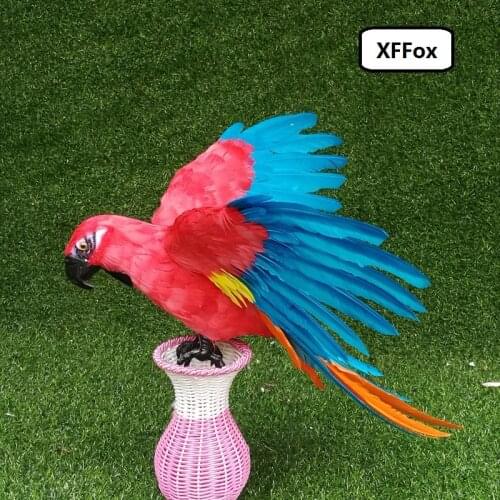 Big real life wings red&blue parrot model foam&feather simulation parrot bird gift about 50x65cm xf0280
