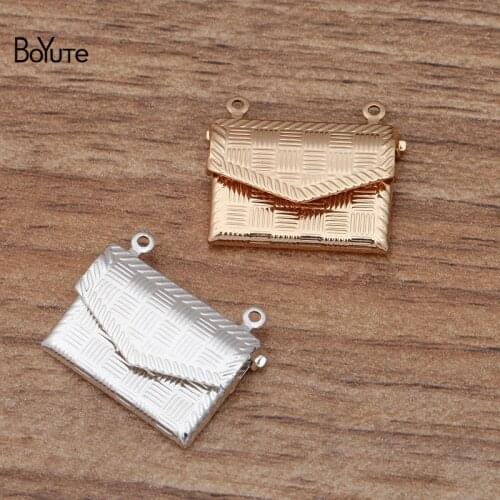 BoYuTe (10 Pieces/Lot) 15*20*4MM Envelope Shaped Photo Locket Pendant Vintage Floating Locket Charms for Jewelry Making