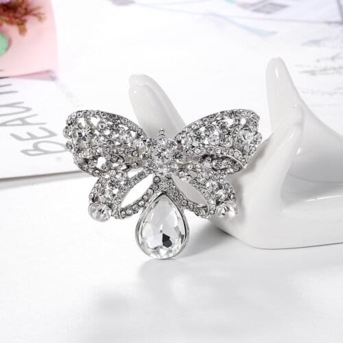 Rhinestone Big Bow Brooches for Women Enamel Brooch Pins Jewelry Accessories